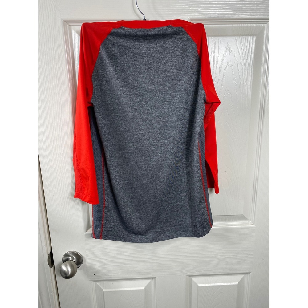 NWT Nike‎ Baseball DRI-FIT Raglan Shirt Athletic Training Top Gray Red L